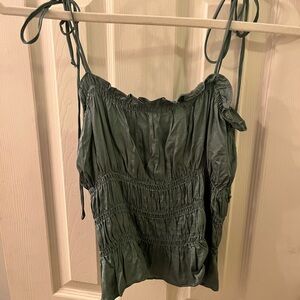 Green Smocked Ruched Camisole